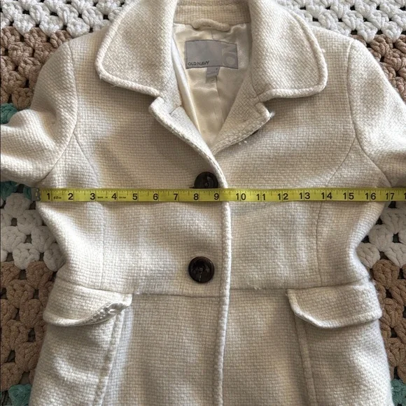 Cream White Wool Heavy Warm Peacoat Coat Jacket Womans sz Small - Picture 3 of 11